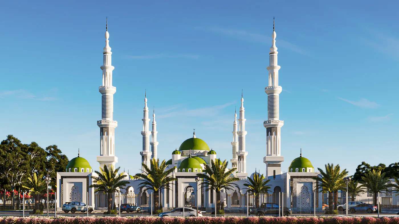 Grand Mosque front day view at Royal Swiss Housing Multan by Janan Manzil